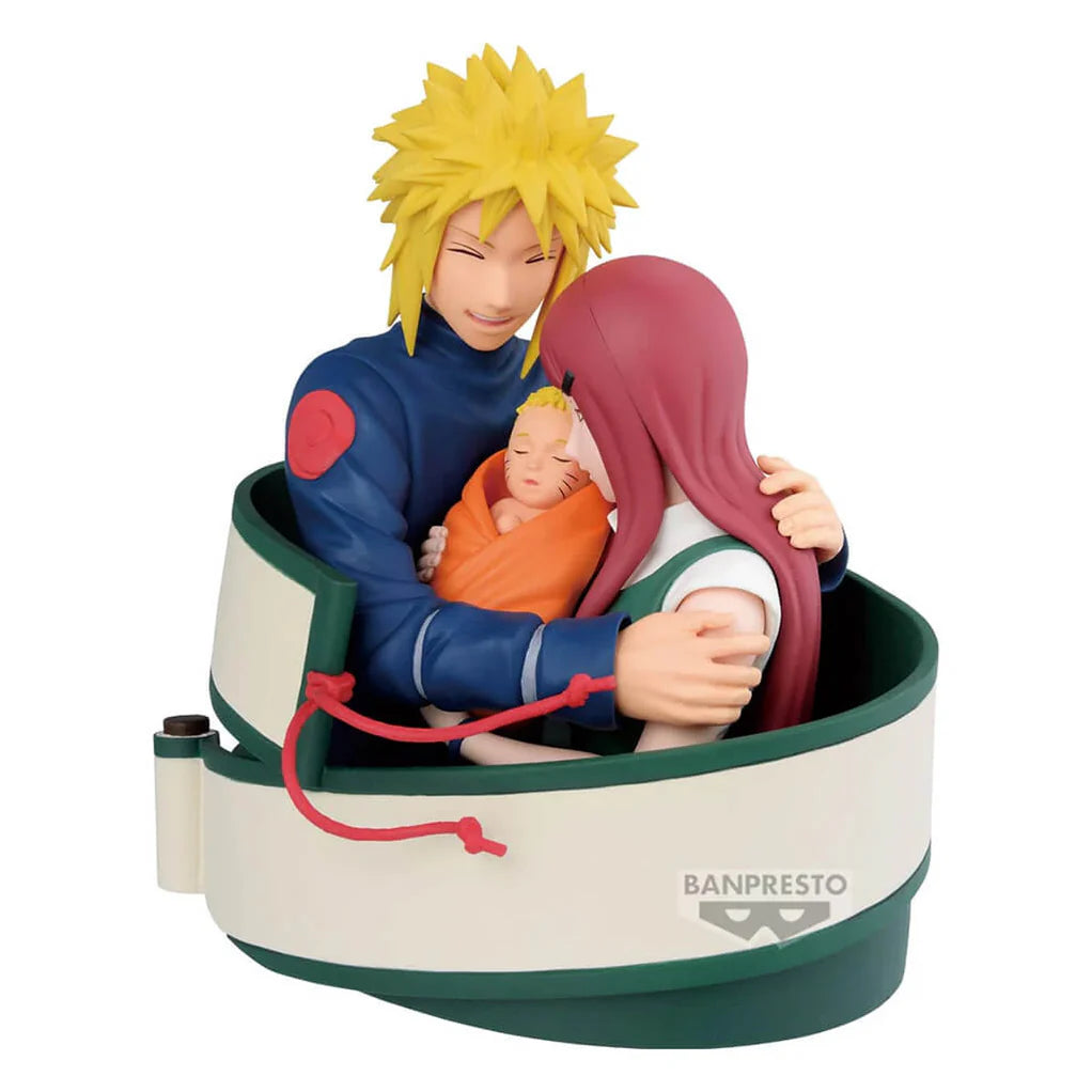 NARUTO FIGURA DIORAMA MINATO & KUSHINA & NARUTO 72 SERIES 53 COMO NUEVA PREVENTA